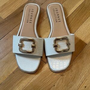 Journee Collection White Flat Sandals